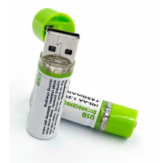 PlugCell™ Pro: 2'li USB Şarjlı AA Pil - 1450mAh Şarj Edilebilir Lityum Batarya Seti