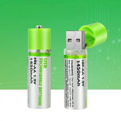 PlugCell™ Pro: 2'li USB Şarjlı AA Pil - 1450mAh Şarj Edilebilir Lityum Batarya Seti