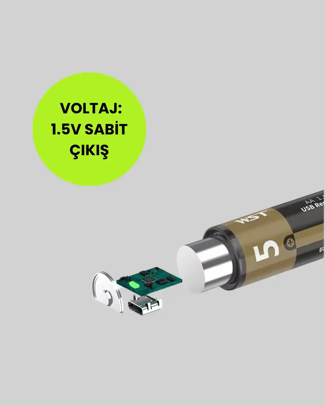 PlugCell™ Pro:1.5V AA Şarjlı Lityum Pil | 1000+ Kez Şarj Edilebilir | Hızlı Type-C Şarj (2 Adet)
