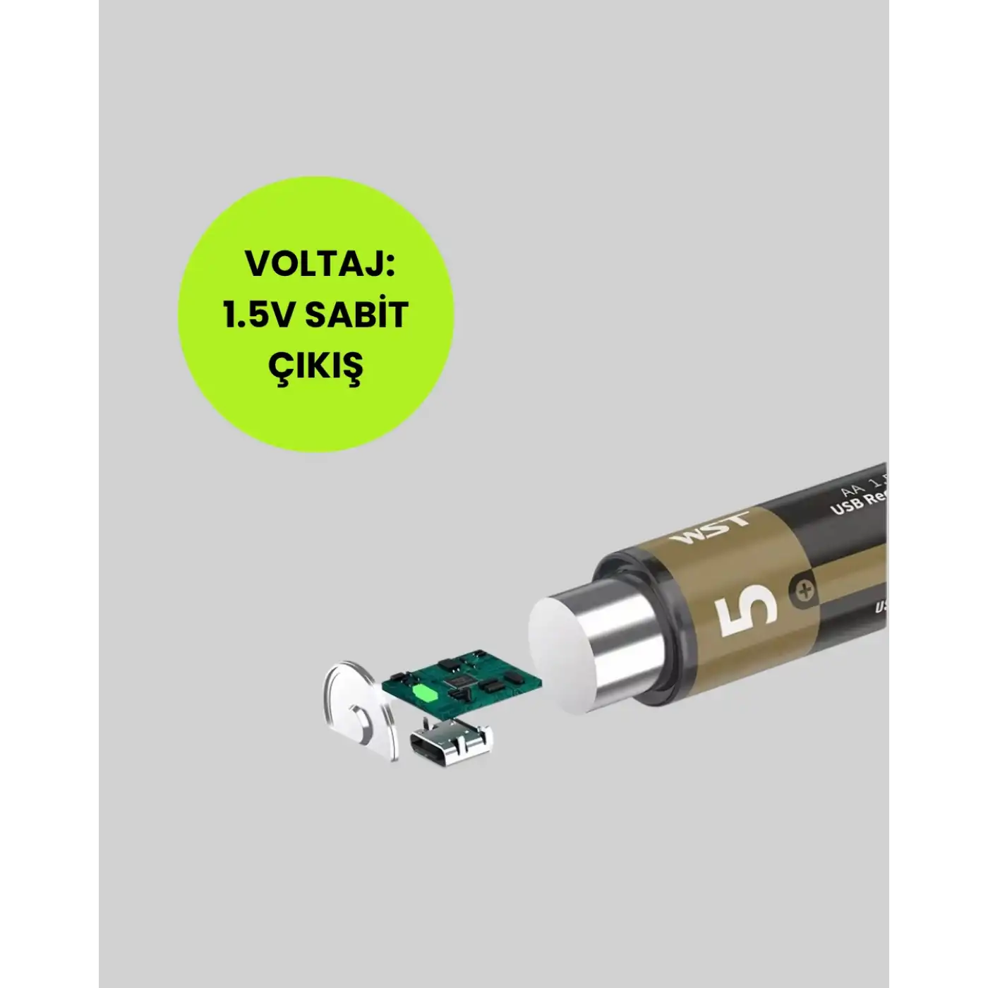 PlugCell™ Pro:1.5V AA Şarjlı Lityum Pil | 1000+ Kez Şarj Edilebilir | Hızlı Type-C Şarj (2 Adet)