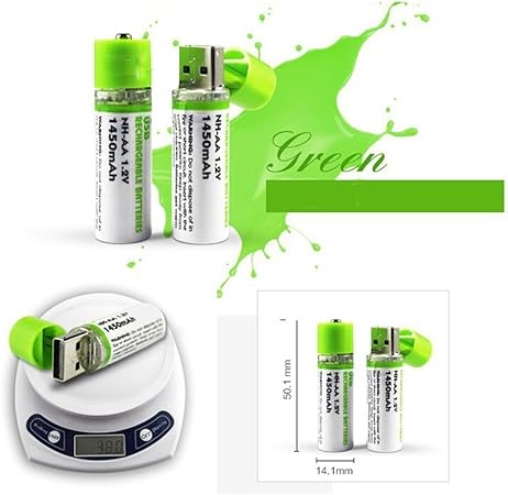 PlugCell™ Pro: 2'li USB Şarjlı AA Pil - 1450mAh Şarj Edilebilir Lityum Batarya Seti