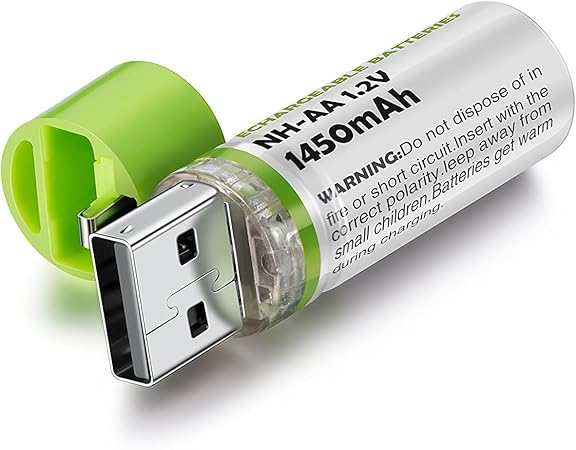 PlugCell™ Pro: 2'li USB Şarjlı AA Pil - 1450mAh Şarj Edilebilir Lityum Batarya Seti