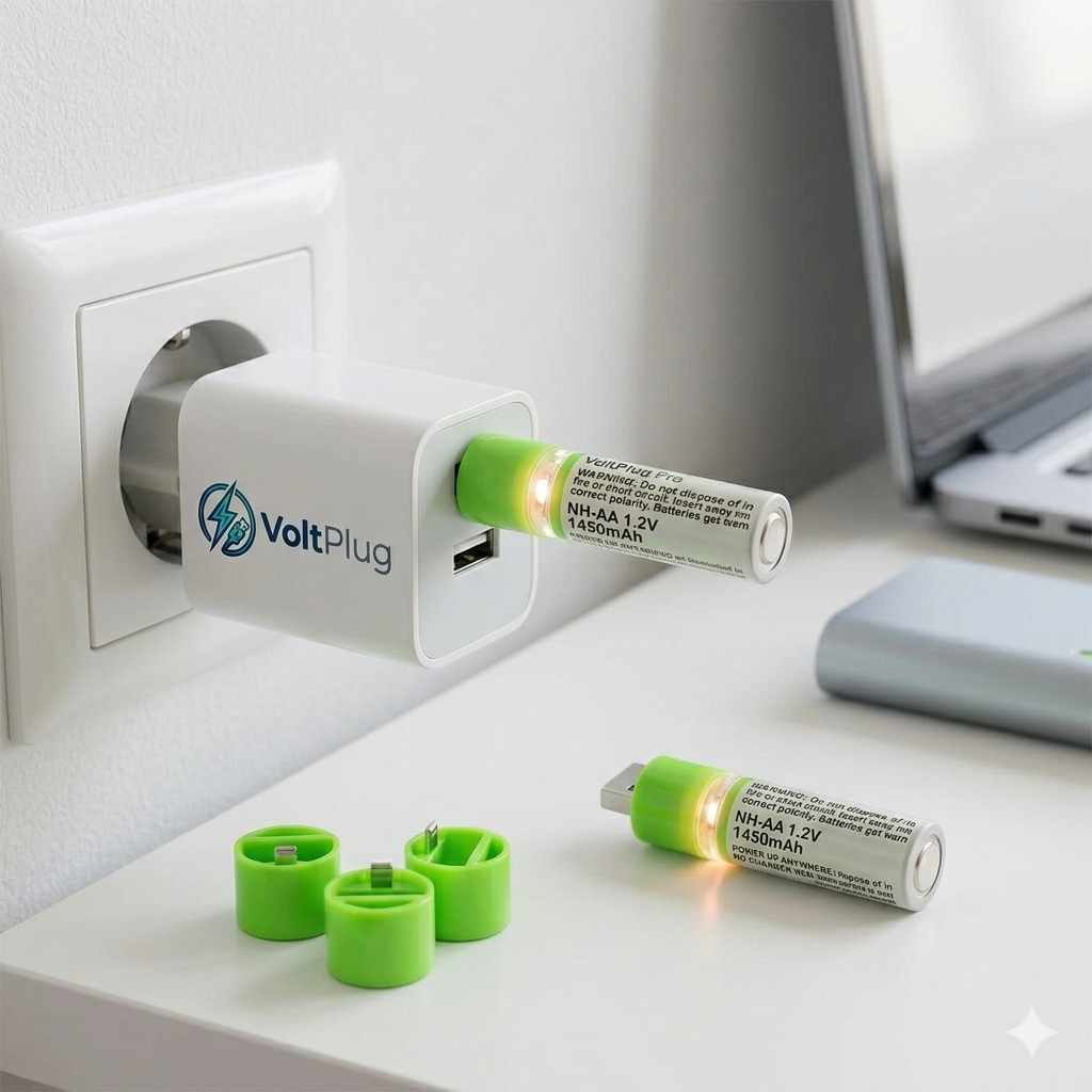 PlugCell™ Pro: 2'li USB Şarjlı AA Pil - 1450mAh Şarj Edilebilir Lityum Batarya Seti