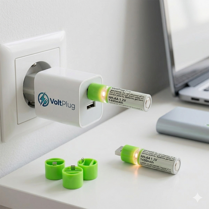 PlugCell™ Pro: 2'li USB Şarjlı AA Pil - 1450mAh Şarj Edilebilir Lityum Batarya Seti