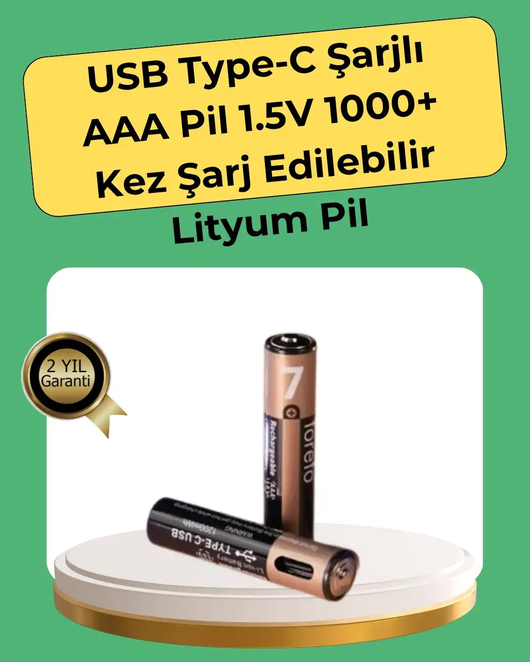 PlugCell™ Pro: AAA Boyutunda USB Şarjlı Pil – Kompakt Tasarım, Geniş Uyumluluk