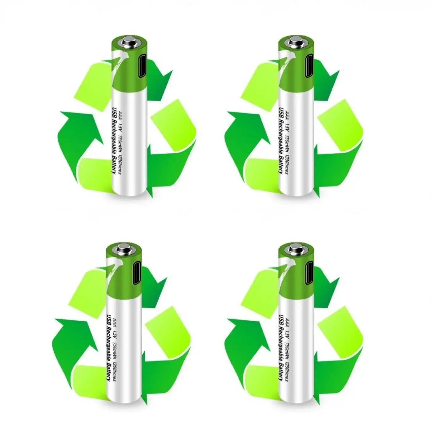 PlugCell™ Pro:Usb Type-C ile Şarjolabilen 4 Adet AAA 1.5V Lityum Şarjlı Kalem Pil 750 mAH Uzun Ömürlü